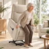 Elektrischer Relaxsessel Mit Liegefunktion, TV Sessel Mit Aufstehhilfe Und Fußstütze, Bis 150kg Creme