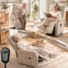 Elektrischer Relaxsessel Mit Liegefunktion, TV Sessel Mit Aufstehhilfe Und Fußstütze, Bis 150kg Creme