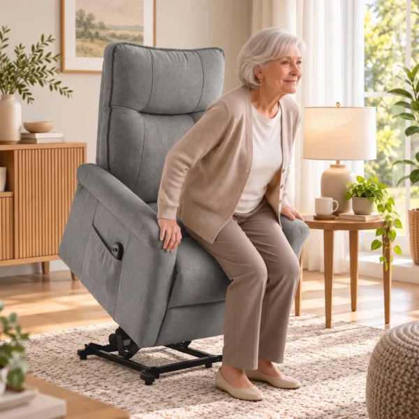 Elektrischer Relaxsessel Mit Liegefunktion, TV Sessel Mit Aufstehhilfe Und Fußstütze, Bis 150kg Grau