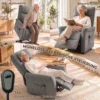 Elektrischer Relaxsessel Mit Liegefunktion, TV Sessel Mit Aufstehhilfe Und Fußstütze, Bis 150kg Grau