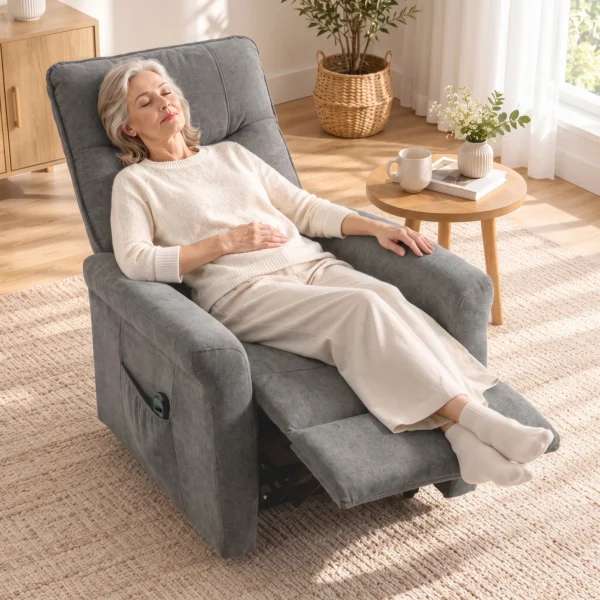 Elektrischer Relaxsessel Mit Liegefunktion, TV Sessel Mit Aufstehhilfe Und Fußstütze, Bis 150kg Grau