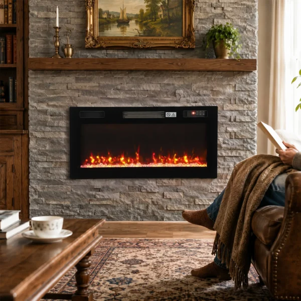 Elektrokachel Ultradun Ontwerp Elektrische Kachel Verwarming Afstandsbediening 92cm