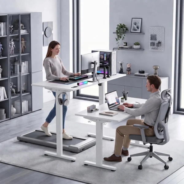 Ergonomisch In Hoogte Verstelbaar Bureauframe Elektrisch Stalen Tafelframe Wit