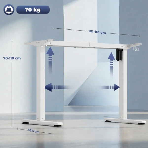 Ergonomisch In Hoogte Verstelbaar Bureauframe Elektrisch Stalen Tafelframe Wit