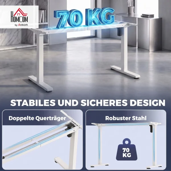 Ergonomisch In Hoogte Verstelbaar Bureauframe Elektrisch Stalen Tafelframe Wit