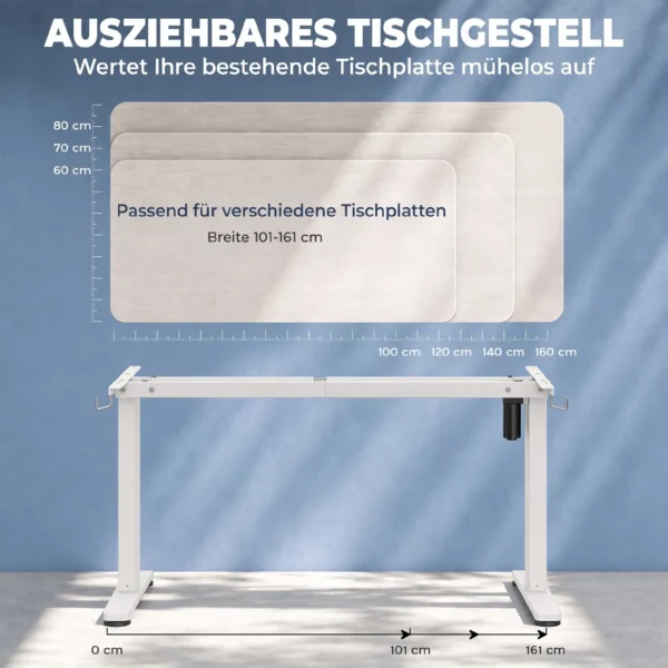 Ergonomisch In Hoogte Verstelbaar Bureauframe Elektrisch Stalen Tafelframe Wit