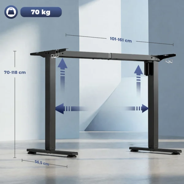 Ergonomisch In Hoogte Verstelbaar Bureauframe, Elektrisch Tafelframe Van Staal, Zwart