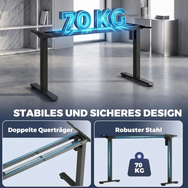 Ergonomisch In Hoogte Verstelbaar Bureauframe, Elektrisch Tafelframe Van Staal, Zwart