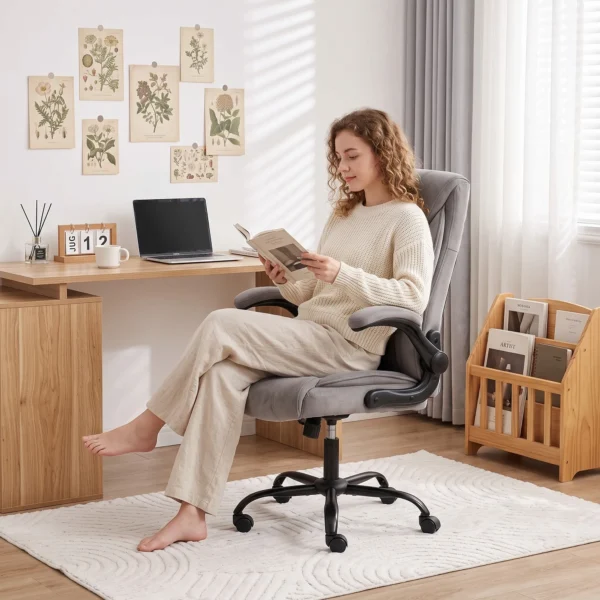 Ergonomische Bureaustoel 360° Draaibaar Met Kantelfunctie Stoffen Bureaustoel Grijs