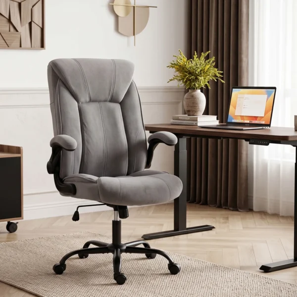 Ergonomische Bureaustoel 360° Draaibaar Met Kantelfunctie Stoffen Bureaustoel Grijs