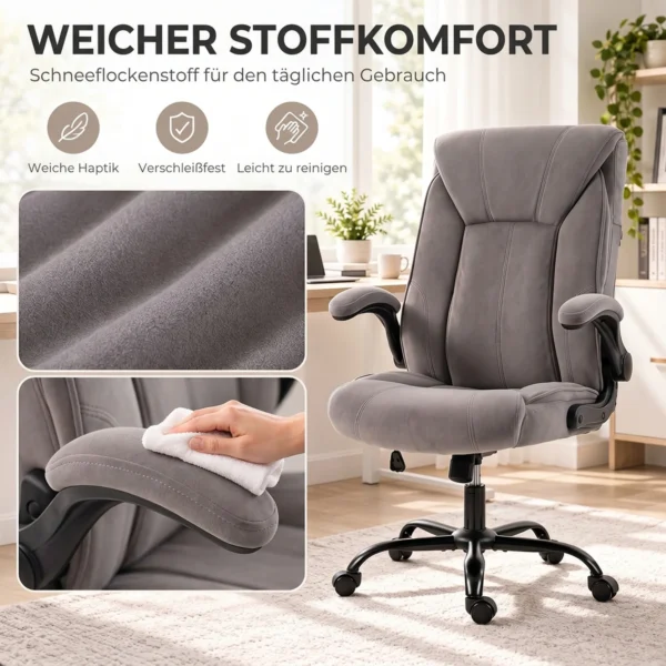 Ergonomische Bureaustoel 360° Draaibaar Met Kantelfunctie Stoffen Bureaustoel Grijs