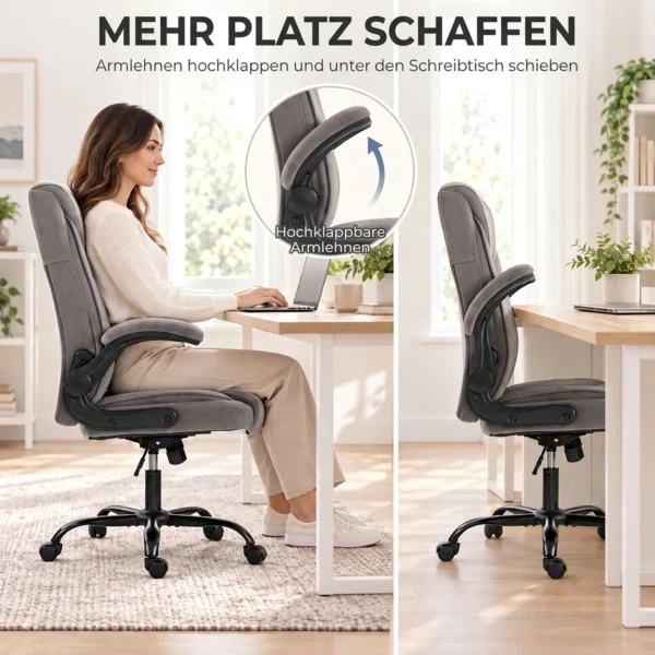 Ergonomische Bureaustoel 360° Draaibaar Met Kantelfunctie Stoffen Bureaustoel Grijs