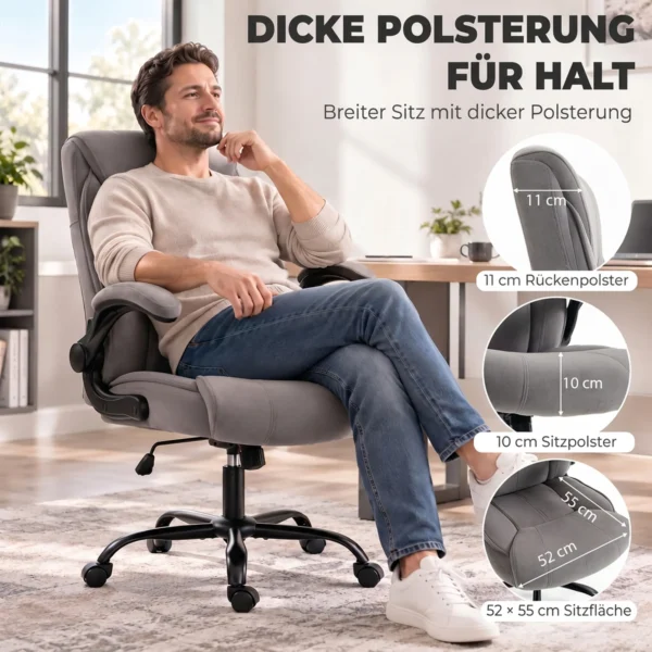 Ergonomische Bureaustoel 360° Draaibaar Met Kantelfunctie Stoffen Bureaustoel Grijs