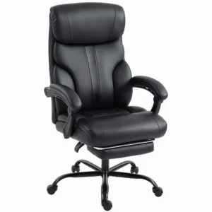 Ergonomische Bureaustoel Met Voetensteun, Hoge Rugleuning, Kantelfunctie, PU Leer, Zwart