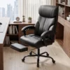 Ergonomische Bureaustoel Met Voetensteun, Hoge Rugleuning, Kantelfunctie, PU Leer, Zwart