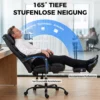 Ergonomische Bureaustoel Met Voetensteun, Hoge Rugleuning, Kantelfunctie, PU Leer, Zwart
