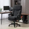 Ergonomische Bureaustoel Tot 200 Kg Met Fluwelen Look, Hoge Rugleuning, Voor Kantoor En Thuiskantoor Zwart