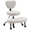 Ergonomische Kleermakerszit Bureaustoel, 360° Draaibare ADHD Meditatiestoel Met Wielen En Hoogteverstelling, Crème Wit