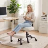 Ergonomische Kleermakerszit Bureaustoel, 360° Draaibare ADHD Meditatiestoel Met Wielen En Hoogteverstelling, Crème Wit