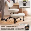 Ergonomische Kleermakerszit Bureaustoel, 360° Draaibare ADHD Meditatiestoel Met Wielen En Hoogteverstelling, Crème Wit