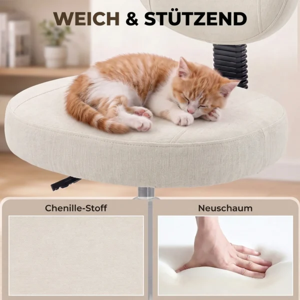 Ergonomische Kleermakerszit Bureaustoel, 360° Draaibare ADHD Meditatiestoel Met Wielen En Hoogteverstelling, Crème Wit