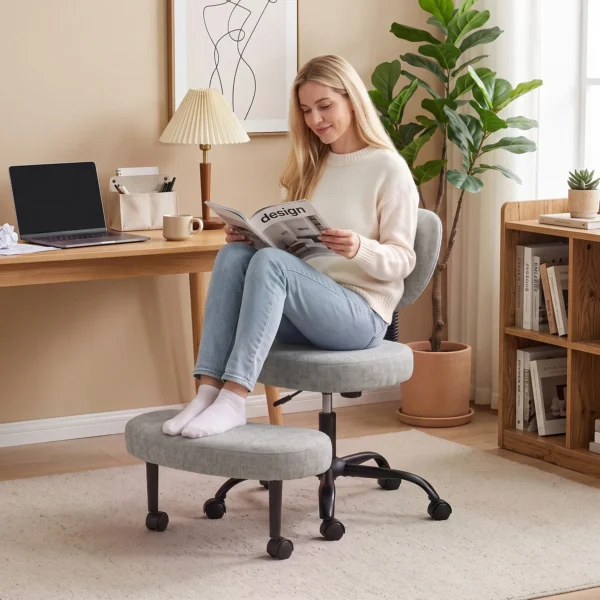 Ergonomische Naaistoel Bureaustoel, 360° Draaibare ADHD Meditatiestoel Met Wielen En Hoogteverstelling, Grijs