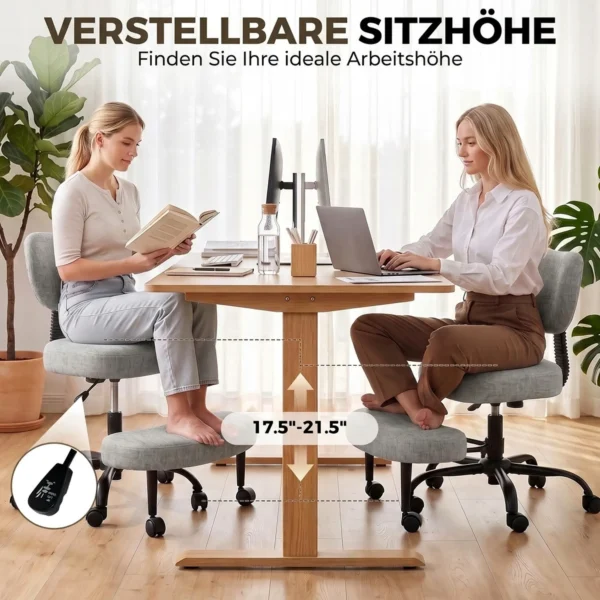 Ergonomische Naaistoel Bureaustoel, 360° Draaibare ADHD Meditatiestoel Met Wielen En Hoogteverstelling, Grijs