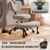 Ergonomische Naaistoel Bureaustoel, 360° Draaibare ADHD Meditatiestoel Met Wielen En Hoogteverstelling, Grijs