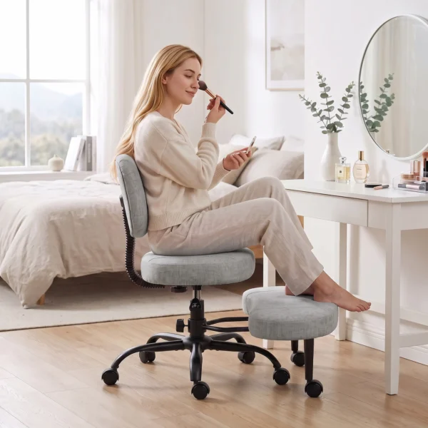Ergonomische Naaistoel Bureaustoel, 360° Draaibare ADHD Meditatiestoel Met Wielen En Hoogteverstelling, Grijs