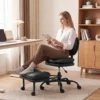 Ergonomische Naaistoel Bureaustoel, 360° Draaibare Meditatiestoel Met Wielen, Afneembare Voetensteun, Zwart