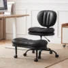 Ergonomische Naaistoel Bureaustoel, 360° Draaibare Meditatiestoel Met Wielen, Afneembare Voetensteun, Zwart