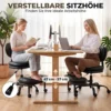 Ergonomische Naaistoel Bureaustoel, 360° Draaibare Meditatiestoel Met Wielen, Afneembare Voetensteun, Zwart