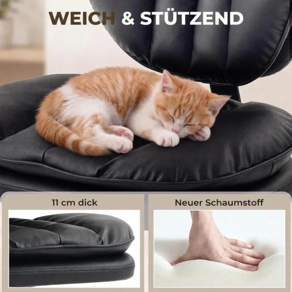 Ergonomische Naaistoel Bureaustoel, 360° Draaibare Meditatiestoel Met Wielen, Afneembare Voetensteun, Zwart