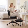 Ergonomische Naaistoel Bureaustoel, 360° Draaibare Meditatiestoel Met Wielen, Afneembare Voetensteun, Zwart