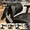 Ergonomischer Bürostuhl Mit Lordosenstütze, Netzstoff, Fußstütze, Schwarz