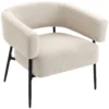 Essel Wohnzimmer Loungesessel Mit Dickem Kissen, Gepolstert Relaxsessel Mit Leinenoptik Stahlgestell Beige