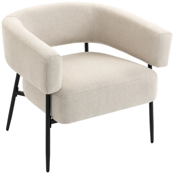 Essel Wohnzimmer Loungesessel Mit Dickem Kissen, Gepolstert Relaxsessel Mit Leinenoptik Stahlgestell Beige