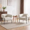 Essel Wohnzimmer Loungesessel Mit Dickem Kissen, Gepolstert Relaxsessel Mit Leinenoptik Stahlgestell Beige