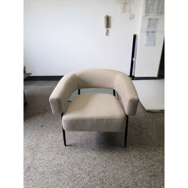 Essel Wohnzimmer Loungesessel Mit Dickem Kissen, Gepolstert Relaxsessel Mit Leinenoptik Stahlgestell Beige