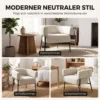 Essel Wohnzimmer Loungesessel Mit Dickem Kissen, Gepolstert Relaxsessel Mit Leinenoptik Stahlgestell Beige