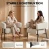 Essel Wohnzimmer Loungesessel Mit Dickem Kissen, Gepolstert Relaxsessel Mit Leinenoptik Stahlgestell Beige