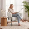 Essel Wohnzimmer Loungesessel Mit Dickem Kissen, Gepolstert Relaxsessel Mit Leinenoptik Stahlgestell Beige