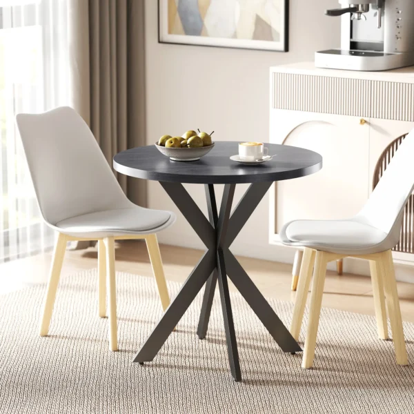 Esstisch 75 X 75 Cm Rund Küchentisch Für 2 4 Personen Modern Esszimmertisch Mit Spinnenfuß Schwarz