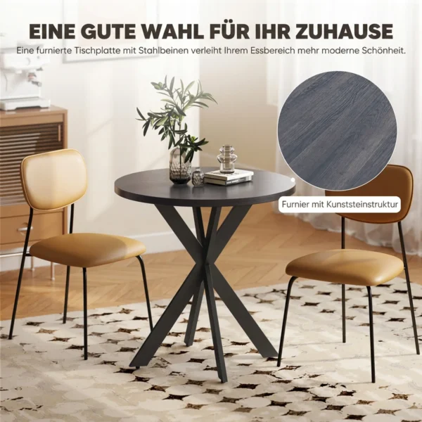 Esstisch 75 X 75 Cm Rund Küchentisch Für 2 4 Personen Modern Esszimmertisch Mit Spinnenfuß Schwarz