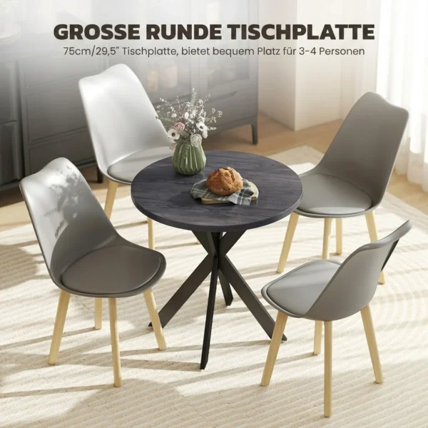 Esstisch 75 X 75 Cm Rund Küchentisch Für 2 4 Personen Modern Esszimmertisch Mit Spinnenfuß Schwarz