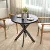 Esstisch 75 X 75 Cm Rund Küchentisch Für 2 4 Personen Modern Esszimmertisch Mit Spinnenfuß Schwarz