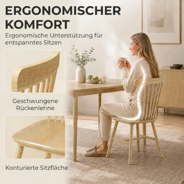 Esszimmerstühle 2er Set Küchenstühle Moderner Polsterstuhl Mit Geschwungener Rückenlehne Aus Kautschukholz Für Esszimmer
