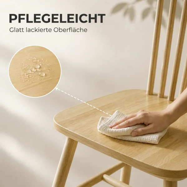 Esszimmerstühle 2er Set Küchenstühle Moderner Polsterstuhl Mit Geschwungener Rückenlehne Aus Kautschukholz Für Esszimmer