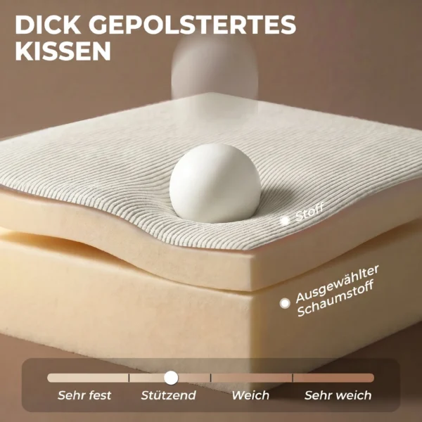 Fauteuil Met Opbergkruk, Corduroy Bekleding, Rondom Leesstoel Met Verstelbare Hoofdsteun, Brede Zitplaats, Crèmewit