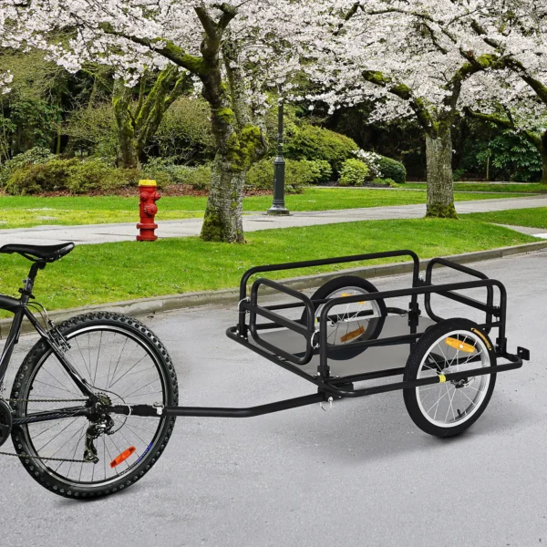 Fietsaanhanger Vrachtaanhanger Voor Fiets 40 Kg Draagvermogen Transportaanhanger Handwagen Koppeling Staal Zwart 139 X 71,5 X 49 Cm